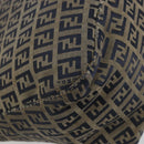 FENDI Zucchino Canvas Mamma Baguette Schultertasche Navy Silber Original YKZ1029A-16