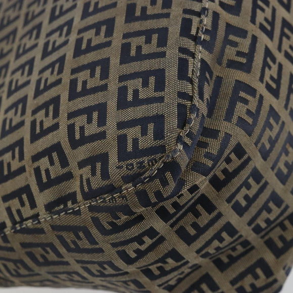 FENDI Zucchino Canvas Mamma Baguette Schultertasche Navy Silber Original YKZ1029A