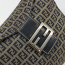 FENDI Zucchino Canvas Mamma Baguette Schultertasche Navy Silber Original YKZ1029A-17