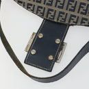 FENDI Zucchino Canvas Mamma Baguette Schultertasche Navy Silber Original YKZ1029A-9