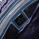 FENDI Zucchino Canvas Mamma Baguette Schultertasche Navy Silber Original YKZ1029A-18