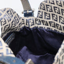 FENDI Zucchino Canvas Mamma Baguette Schultertasche Navy Silber Original YKZ1029A-19