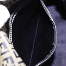 FENDI Zucchino Canvas Mamma Baguette Schultertasche Navy Silber Original YKZ1029A-22