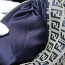 FENDI Zucchino Canvas Mamma Baguette Schultertasche Navy Silber Original YKZ1029A-11