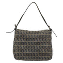 FENDI Zucchino Canvas Mamma Baguette Schultertasche Navy Silber Original YKZ1029A-2