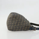 FENDI Zucchino Canvas Mamma Baguette Schultertasche Navy Silber Original YKZ1029A-3