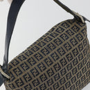 FENDI Zucchino Canvas Mamma Baguette Schultertasche Navy Silber Original YKZ1029A-6