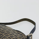FENDI Zucchino Canvas Mamma Baguette Schultertasche Navy Silber Original YKZ1029A-7