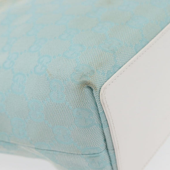 GUCCI GG Canvas Tote Bag Light Blue Gold 002 1099 Auth YKZ1032