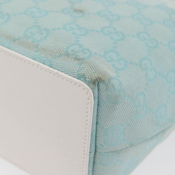 GUCCI GG Canvas Tote Bag Light Blue Gold 002 1099 Auth YKZ1032