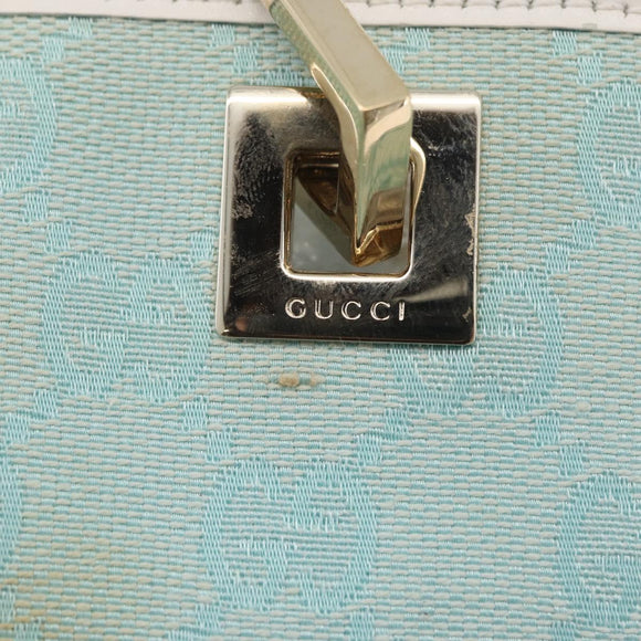 GUCCI GG Canvas Tote Bag Light Blue Gold 002 1099 Auth YKZ1032