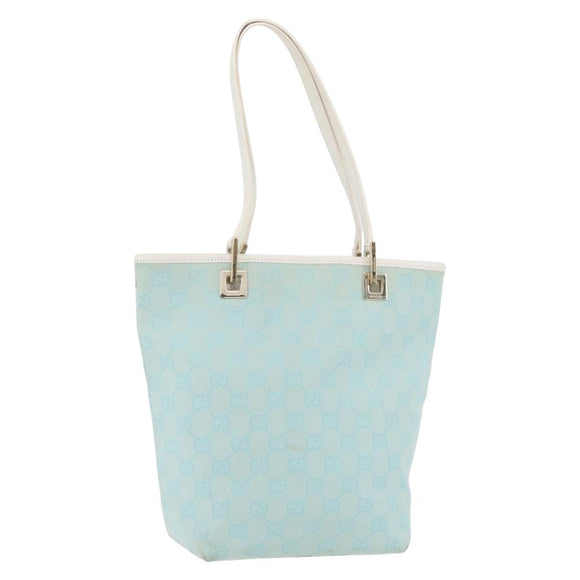 GUCCI GG Canvas Tote Bag Light Blue Gold 002 1099 Auth YKZ1032