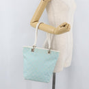 GUCCI GG Canvas Tote Bag Light Blue Gold 002 1099 Auth YKZ1032-23