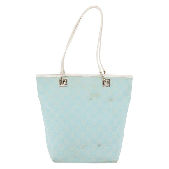 GUCCI GG Canvas Tote Bag Light Blue Gold 002 1099 Auth YKZ1032