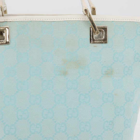 GUCCI GG Canvas Tote Bag Light Blue Gold 002 1099 Auth YKZ1032