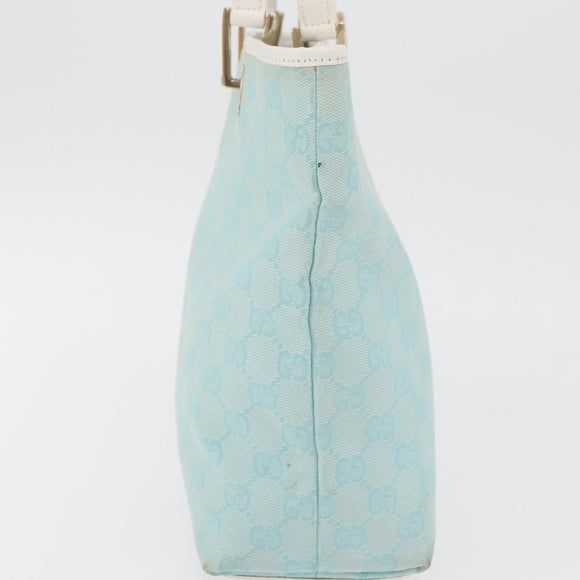GUCCI GG Canvas Tote Bag Light Blue Gold 002 1099 Auth YKZ1032