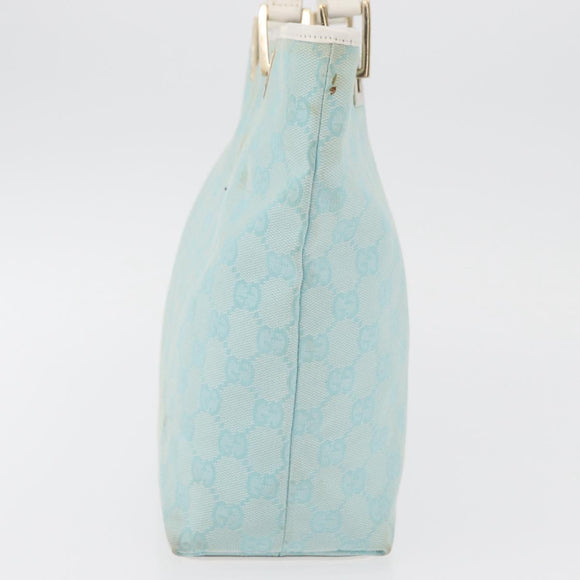 GUCCI GG Canvas Tote Bag Light Blue Gold 002 1099 Auth YKZ1032