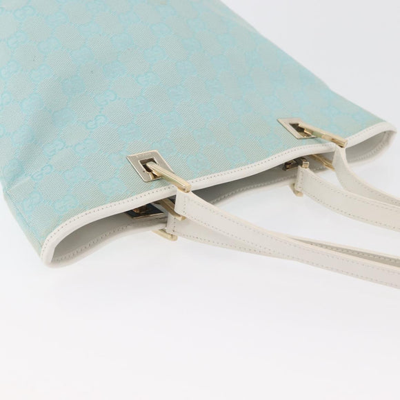 GUCCI GG Canvas Tote Bag Light Blue Gold 002 1099 Auth YKZ1032