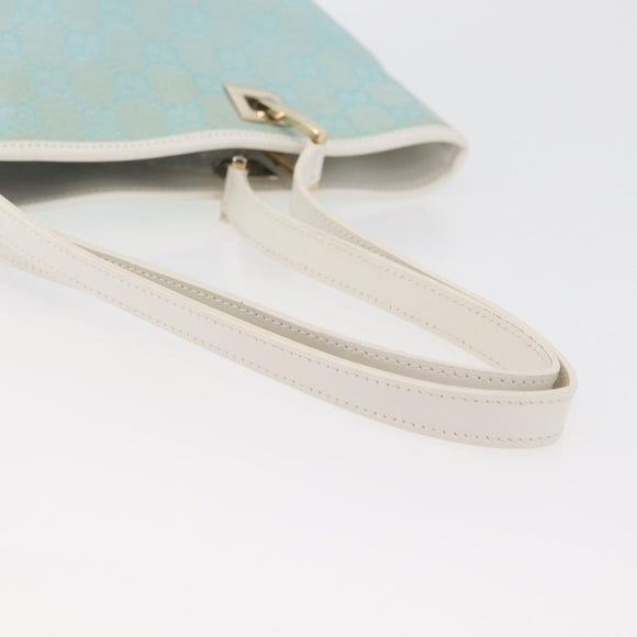 GUCCI GG Canvas Tote Bag Light Blue Gold 002 1099 Auth YKZ1032