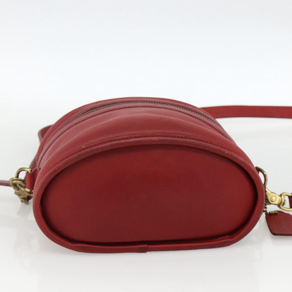 Coach Hand Bag Leather 2way Red Gold Auth YKZ1034