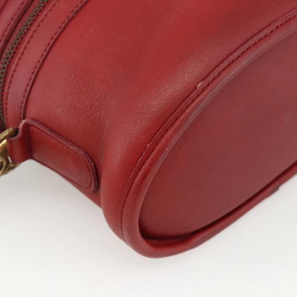 Coach Hand Bag Leather 2way Red Gold Auth YKZ1034