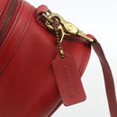 Coach Hand Bag Leather 2way Red Gold Auth YKZ1034-20