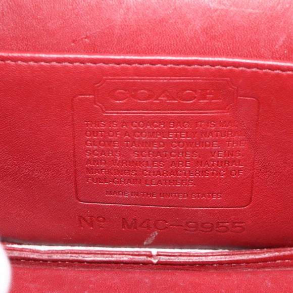 Coach Hand Bag Leather 2way Red Gold Auth YKZ1034