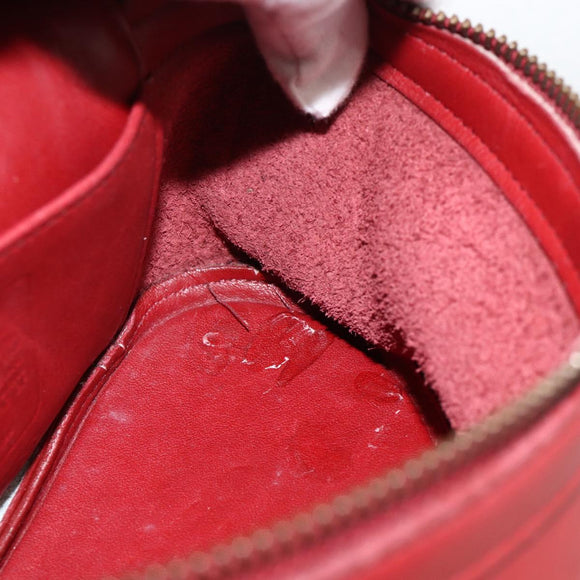Coach Hand Bag Leather 2way Red Gold Auth YKZ1034