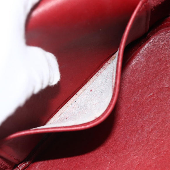 Coach Hand Bag Leather 2way Red Gold Auth YKZ1034