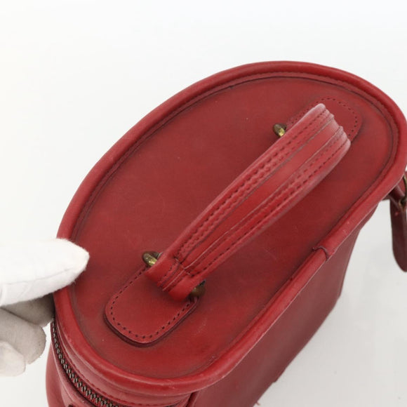 Coach Hand Bag Leather 2way Red Gold Auth YKZ1034