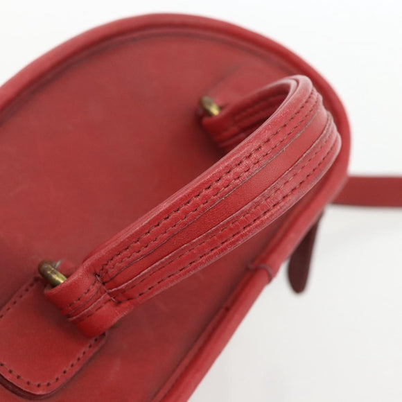 Coach Hand Bag Leather 2way Red Gold Auth YKZ1034