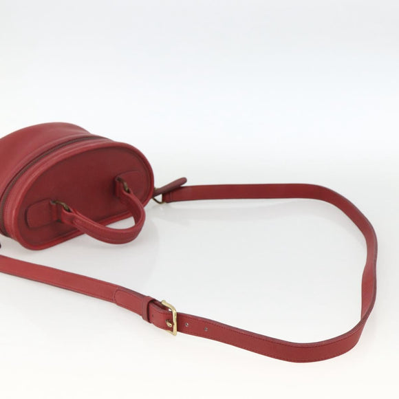 Coach Hand Bag Leather 2way Red Gold Auth YKZ1034
