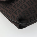 FENDI Zucchino Canvas Mamma Baguette Shoulder Bag Brown Black Auth YKZ1035A-14
