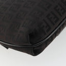 FENDI Zucchino Canvas Mamma Baguette Shoulder Bag Brown Black Auth YKZ1035A-16