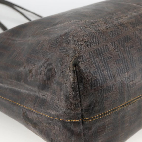 FENDI Zucca Canvas Tote Bag Black Brown Auth YKZ1039