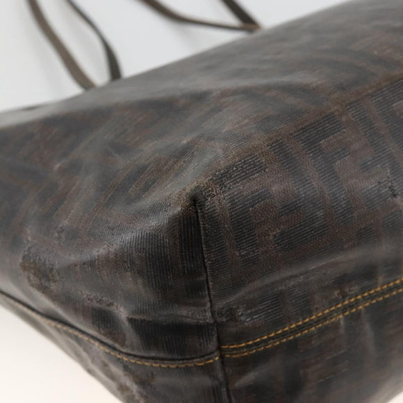 FENDI Zucca Canvas Tote Bag Black Brown Auth YKZ1039