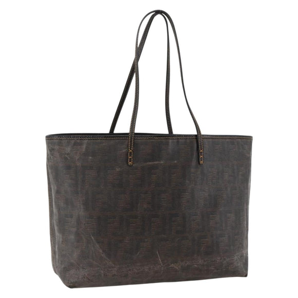 FENDI Zucca Canvas Tote Bag Black Brown Auth YKZ1039