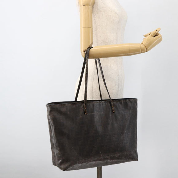 FENDI Zucca Canvas Tote Bag Black Brown Auth YKZ1039