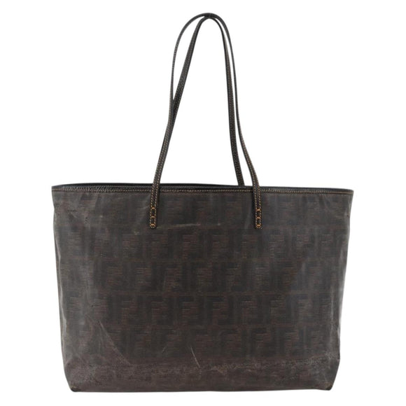 FENDI Zucca Canvas Tote Bag Black Brown Auth YKZ1039