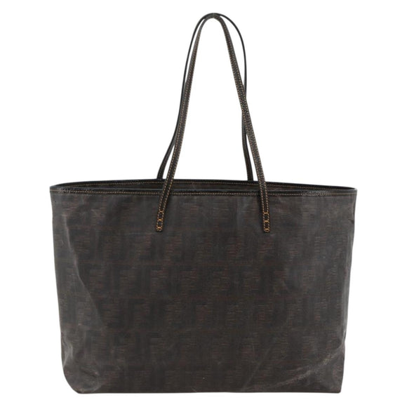 FENDI Zucca Canvas Tote Bag Black Brown Auth YKZ1039