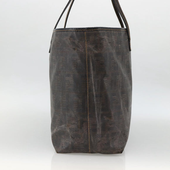 FENDI Zucca Canvas Tote Bag Black Brown Auth YKZ1039