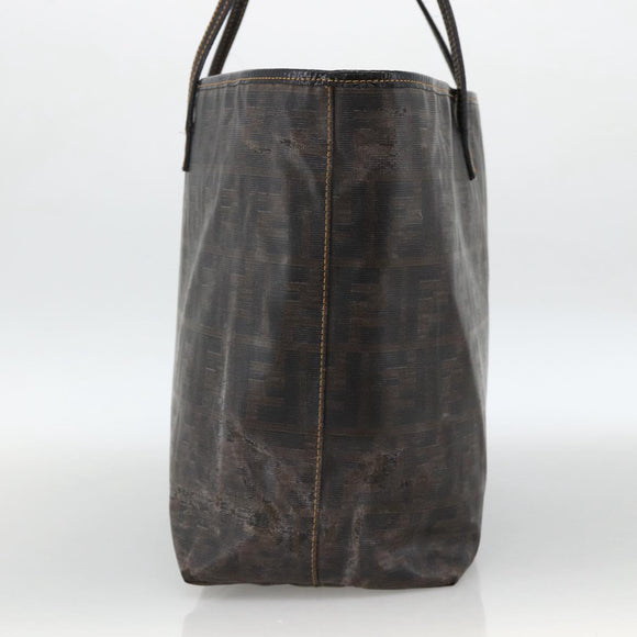 FENDI Zucca Canvas Tote Bag Black Brown Auth YKZ1039