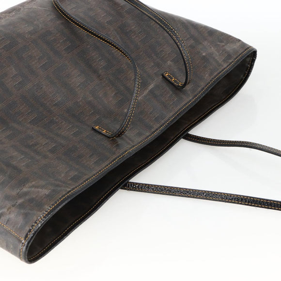 FENDI Zucca Canvas Tote Bag Black Brown Auth YKZ1039