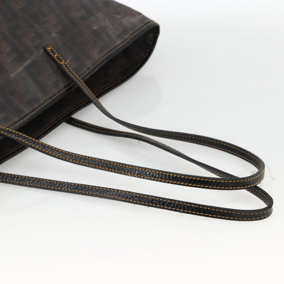 FENDI Zucca Canvas Tote Bag Black Brown Auth YKZ1039