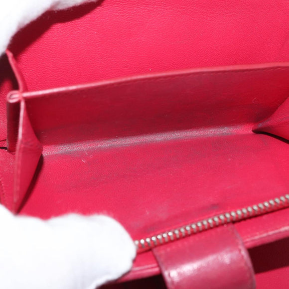 CHANEL Matelasse Bifold Wallet Lamb Skin Red Silver CC Auth YKZ104