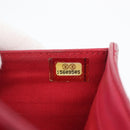 CHANEL Matelasse Bifold Wallet Lamb Skin Red Silver CC Auth YKZ104-12