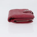CHANEL Matelasse Bifold Wallet Lamb Skin Red Silver CC Auth YKZ104-3