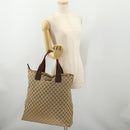 GUCCI GG Canvas Web Sherry Line Tote Bag Beige Red Green 131233 Auth YKZ1044-23