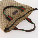 GUCCI GG Canvas Web Sherry Line Tote Bag Beige Red Green 131233 Auth YKZ1044-6