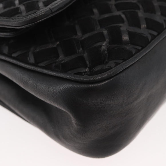 BALLY Shoulder Bag Leather Black Gold Auth YKZ1046